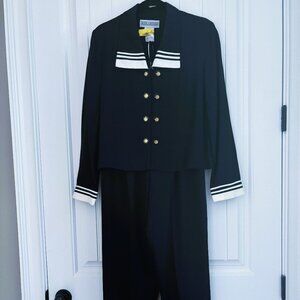 JESSICA HOWARD  VINTAGE Nautical Navy Blue Sailor Pants Suit Size 10